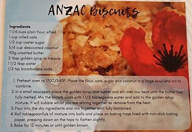 ANZAC Biscuit Recipe Postcard