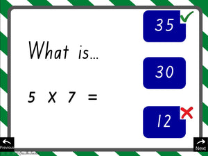 Multiplication X5 fact practice times tables slideshow quiz Queensland Print Font